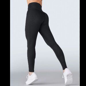 SheFit Embossed Boss Black Lattice Diamond High Waist Soft Workout Leggings